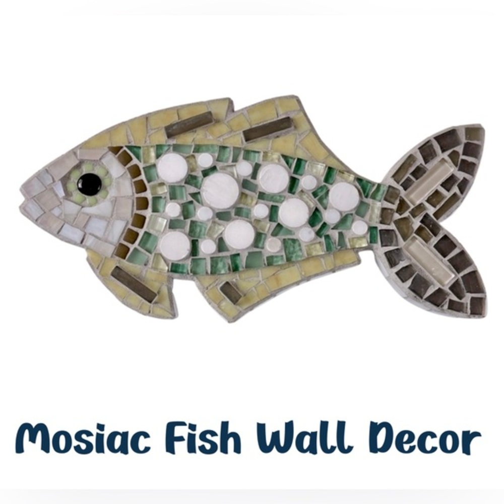 Mosaic Fish Decor with Green and Yellow Accents